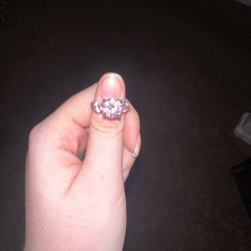 Pink Diamond Black Band Ring